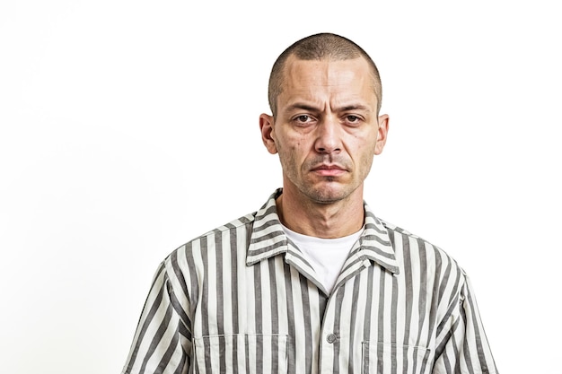 Photo prisoner in striped uniform