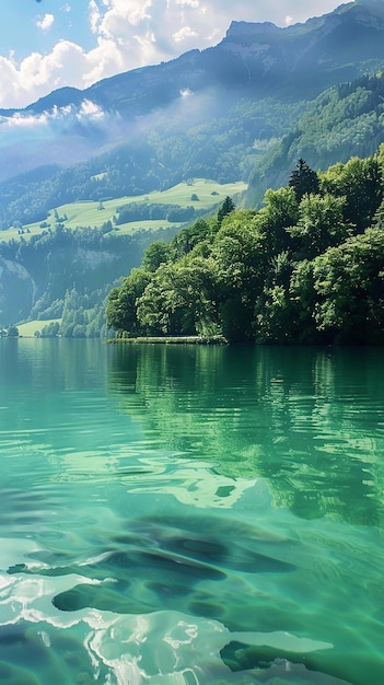 The pristine beauty of Lake Brienz with its crystal water