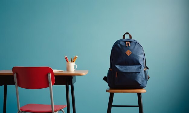 Photo pristine school desk setup for back to school