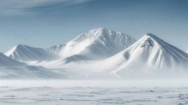 Pristine snowy landscape with mountains in the background