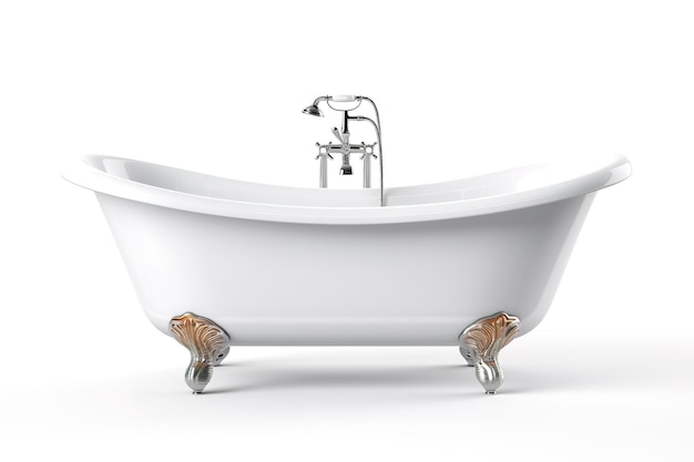 A Pristine White Clawfoot Tub Ready for Relaxation on a Clear PNG or White Background