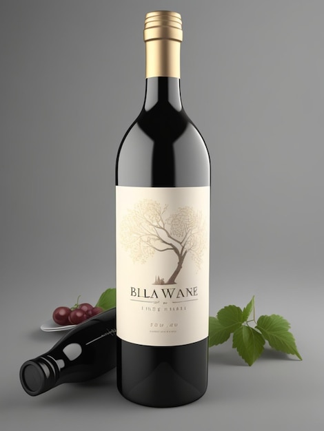 Pristine Wine Bottle Label 3D Render for Custom Design Display