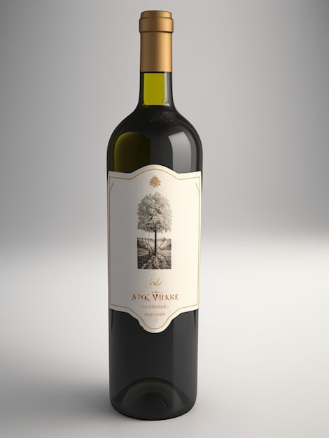 Pristine Wine Bottle Label 3D Render for Custom Design Display