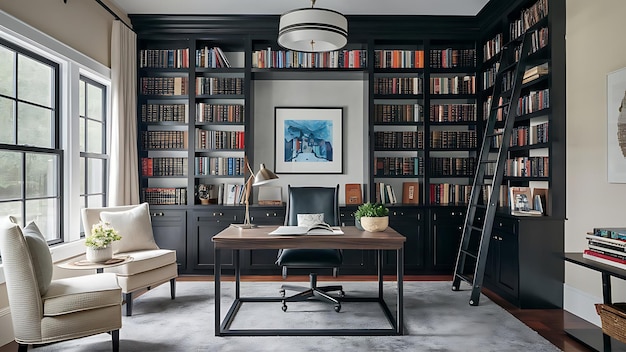 Private Library Office Create an office that doubles as a private library