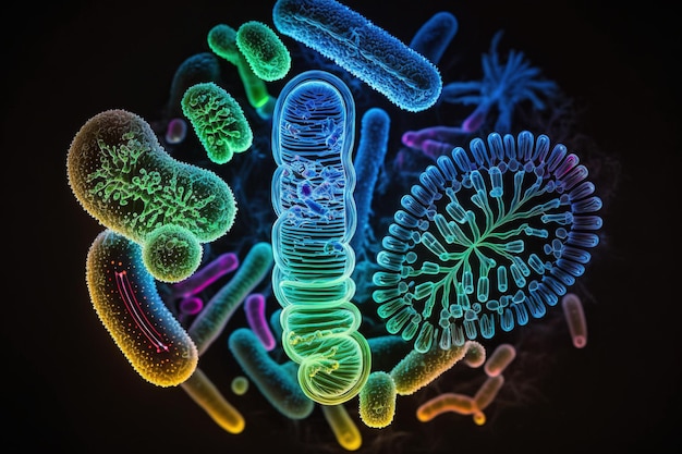 Probiotics Bacteria Biology microflora Bowel health Escherichia coli colony Microorganisms under microscope Probiotics Intestinal bacteria Gut flora Pathogenic infection agent