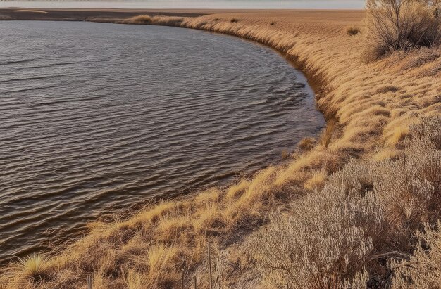 Photo the problem of global warming the drying riverbed the driedup area