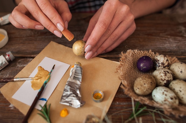 Process of coloring eggs for Easter