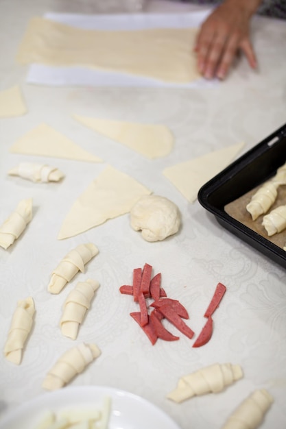 The process of making homemade croissants and other pastries at home