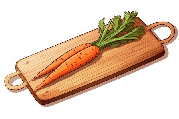 The process of slicing carrots on a wooden board manga style vector illustration sticker