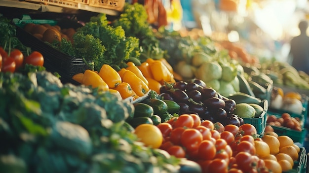 Photo a produce section with a sign that says quot vegetables quot