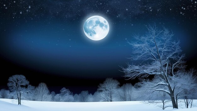 Photo produce a winter night scene with a gradient from midnight blue to black