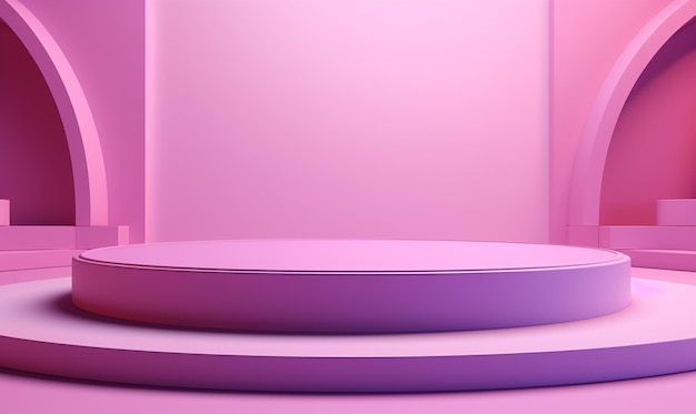 Product display podium 3D rendering purple pink banner background