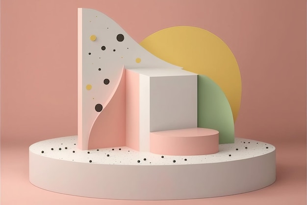 Product display podium made with colourful terrazzo marble generative ai