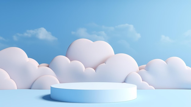 product display podium scene with background fluffy clouds stand to show cosmetic products