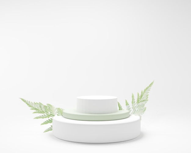 Product display podium with nature leaves background d rendering