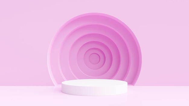 Product display podium with pink abstract background 3D rendering