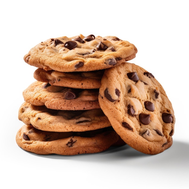 product photo of a group of cookies with chocolate chips isolated background