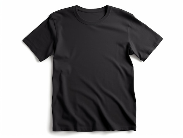 product photograph of a blank black Tshirt