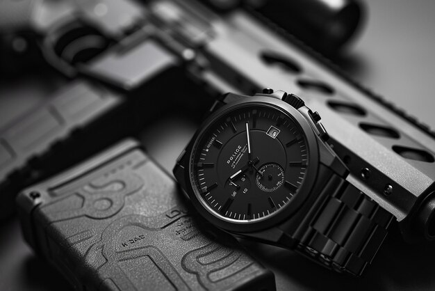 Photo product photography of black police watch