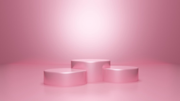 Product presentation pink stage or podium to present product, 3D render