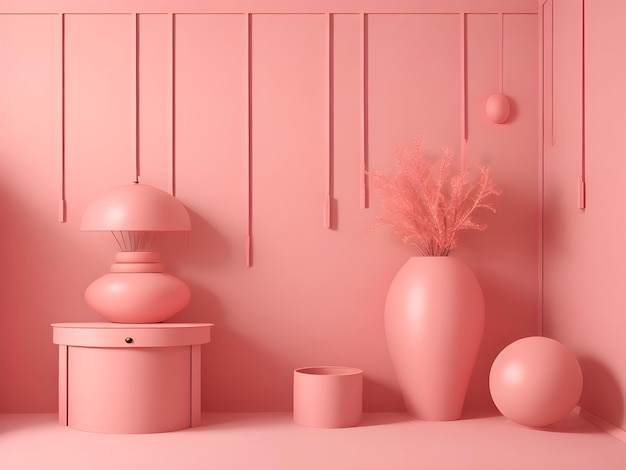 product presentation studio room product background Coral pink color