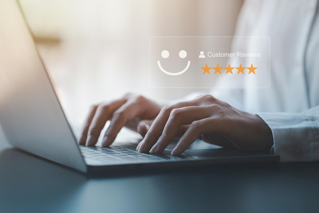 Product or service review ideas from customers writing reviews from customers who use the products and services of the store to express their satisfaction and increase the credibility of the store