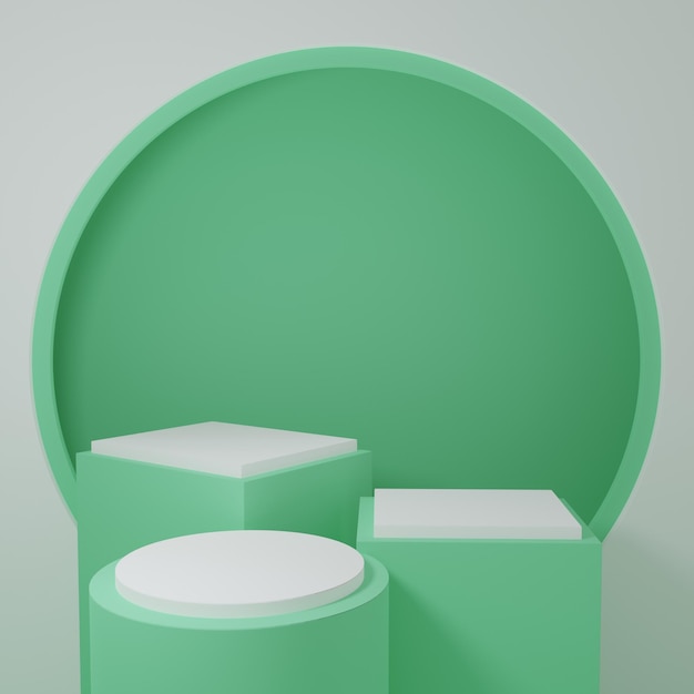 Product Stand in green room ,Studio Scene For Product ,minimal design,3D rendering