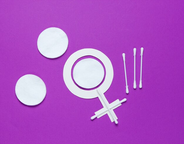 Products for feminine hygiene, self-care and health, female gender symbol