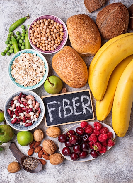 Photo products rich in fiber. healthy diet food