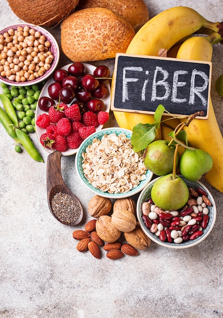 Photo products rich in fiber. healthy diet food