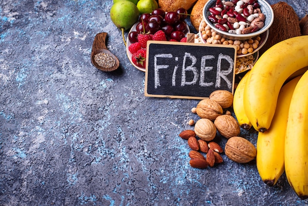 Products rich in fiber. Healthy diet food 