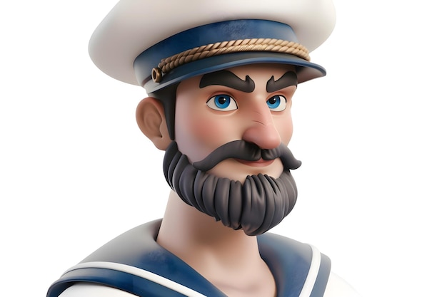 The profession of a sailor 3d avatar of a sailor on a white background