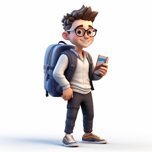 Professional 3d Cartoon Image Of A Studentlife