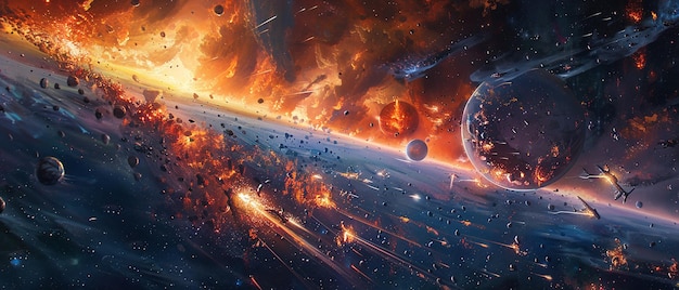 Professional Artist Painting an Epic Space Battle