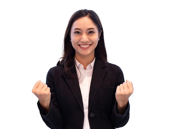 Professional asian business woman Standing confidently smiling in the office