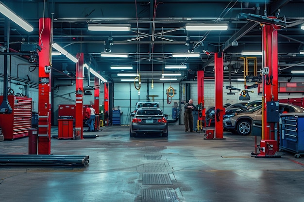 Professional Auto Mechanic Performing Engine Diagnostics and Repair in a Car Workshop