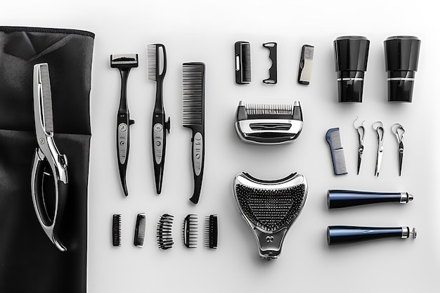 Professional Barber Tools and Accessories on a White Background