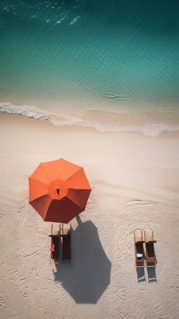 Professional Beach Photography Two Loungers And An Umbrella On