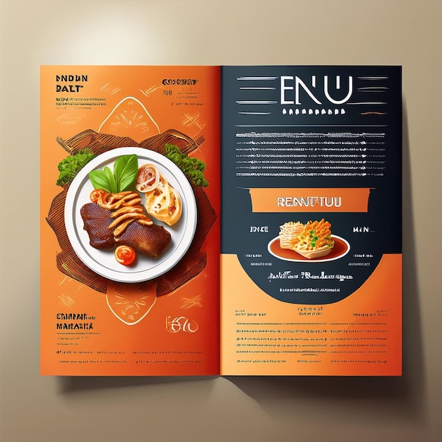 Photo professional bifold brochure template for showcasing a restaurants menu