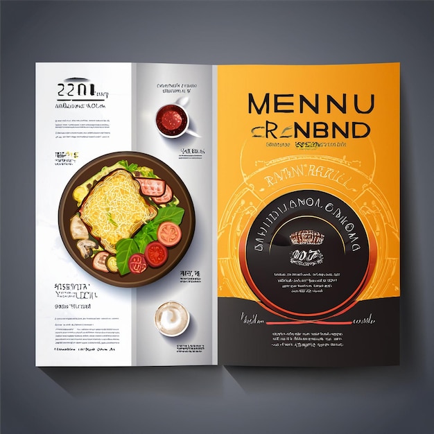 Photo professional bifold brochure template for showcasing a restaurants menu