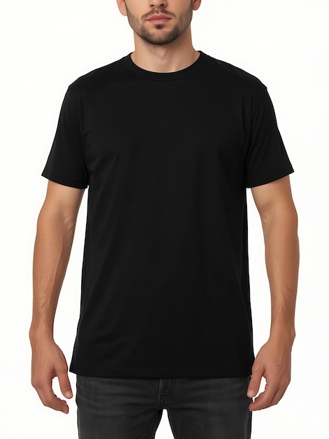 Photo professional black tshirt mockup worn by a man