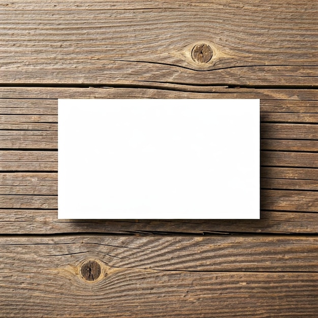 Photo professional blank business card resting on a warm wooden surface