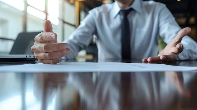 Professional Business Consultation Meeting at Table with Pen in Hand