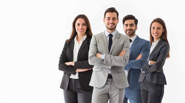 Professional Business Team Collaboration on White Background