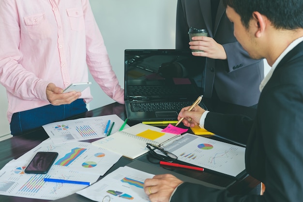 Professional business team meeting and planning project in workplace office.