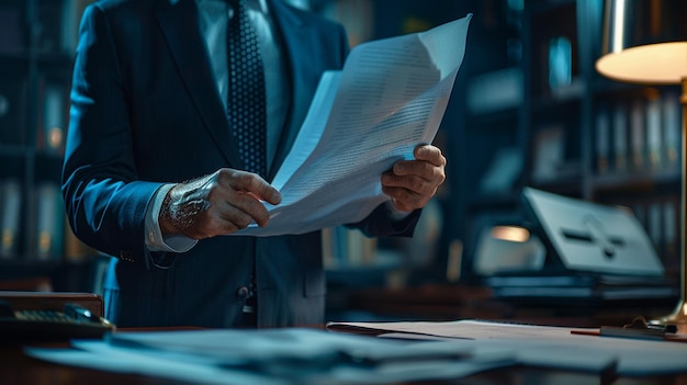 Professional Businessman Holding Documents Business Administration Concept