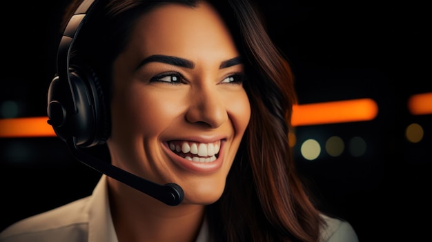 Professional in a call center helping customers