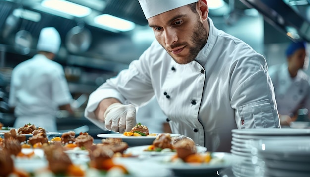 Professional Chef Maintaining Order and Efficiency in a Pristine Restaurant Kitchen Culinary