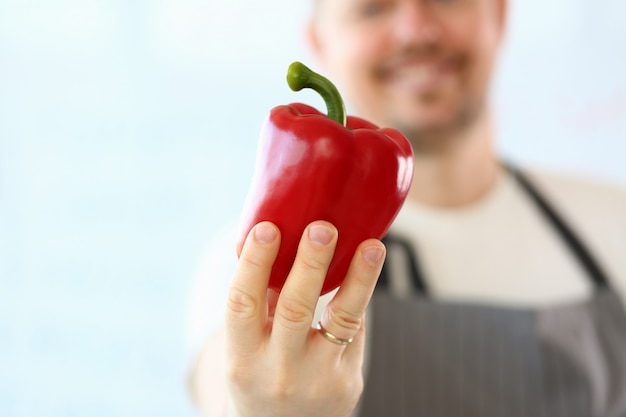 Professional Chef Showing Red Pepper Photography