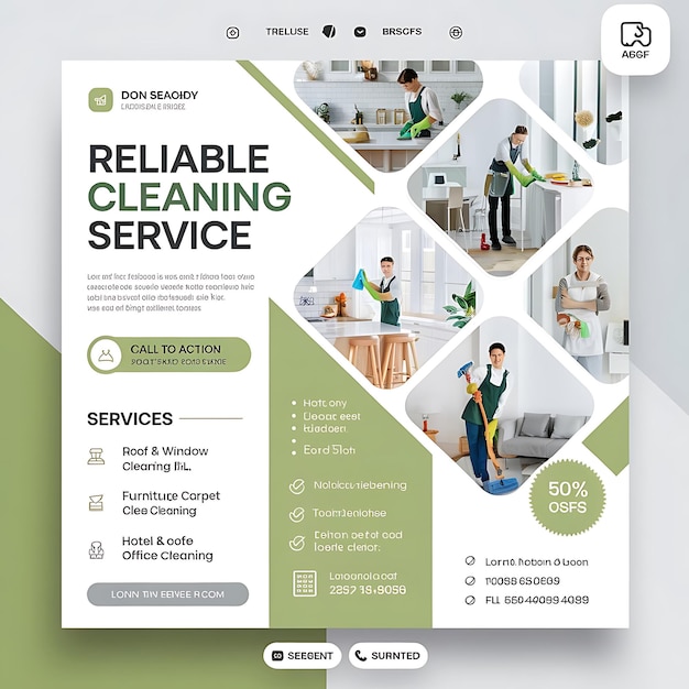 Photo professional cleaning service flyer template with modern design